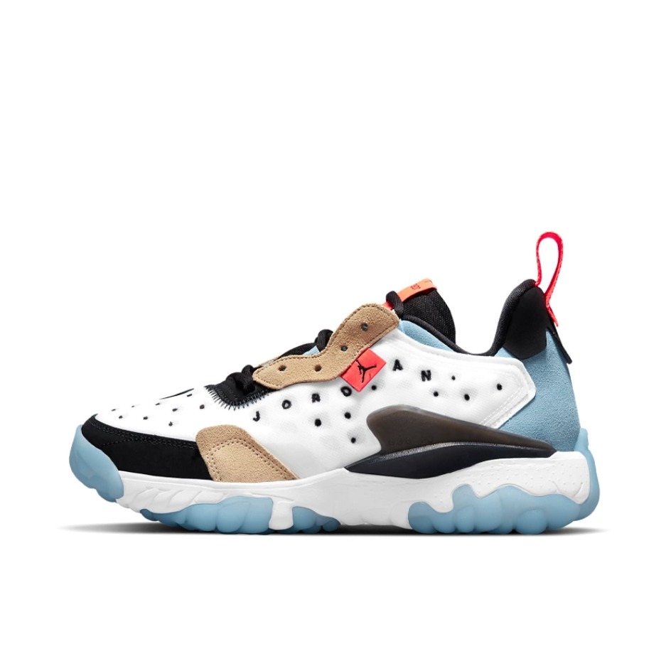 推荐商品：Jordan Brand Delta 2 运动休闲鞋 缓震防滑耐磨潮流透气舒适织物网布绒面革 白色/闪电深红/金属银