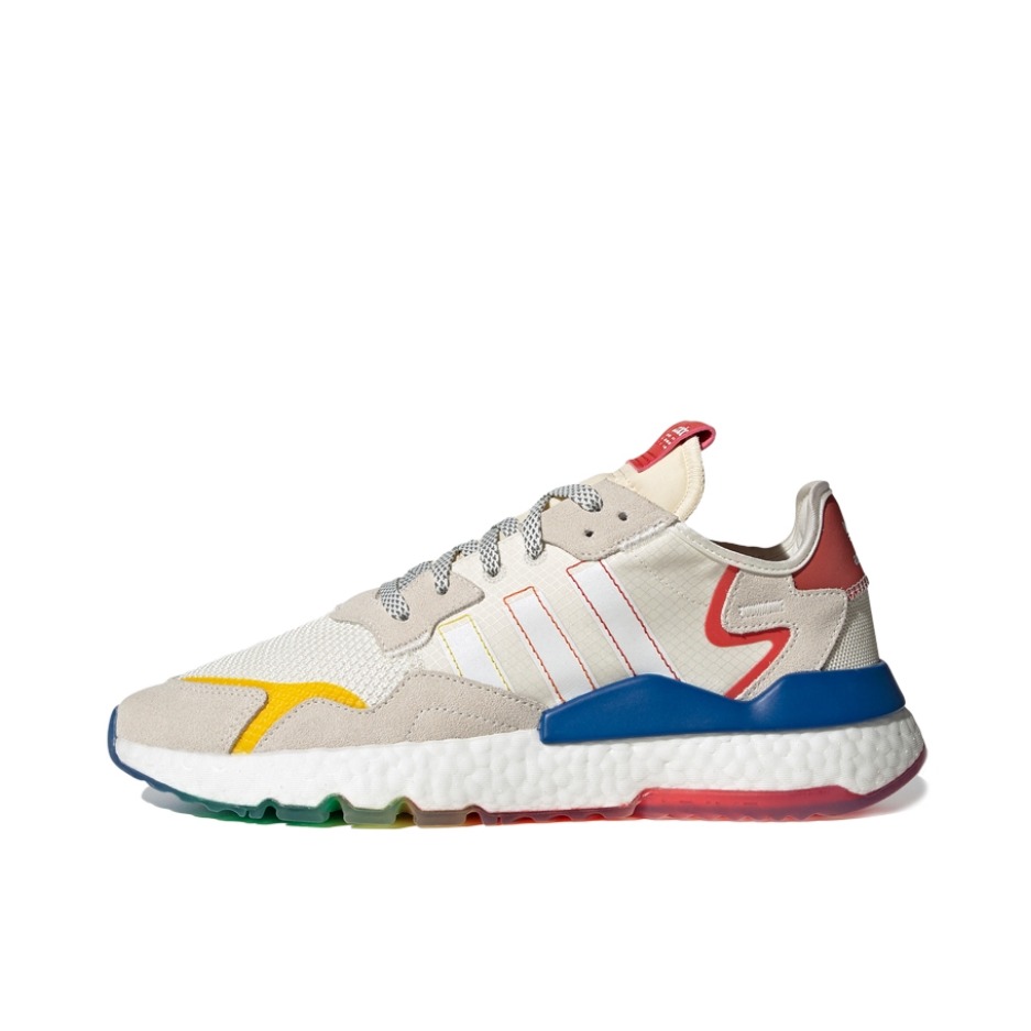 推荐商品：adidas Originals Nite Jogger BOOST 透气 防滑 支撑 中底 复古 运动休闲鞋 米白/多彩