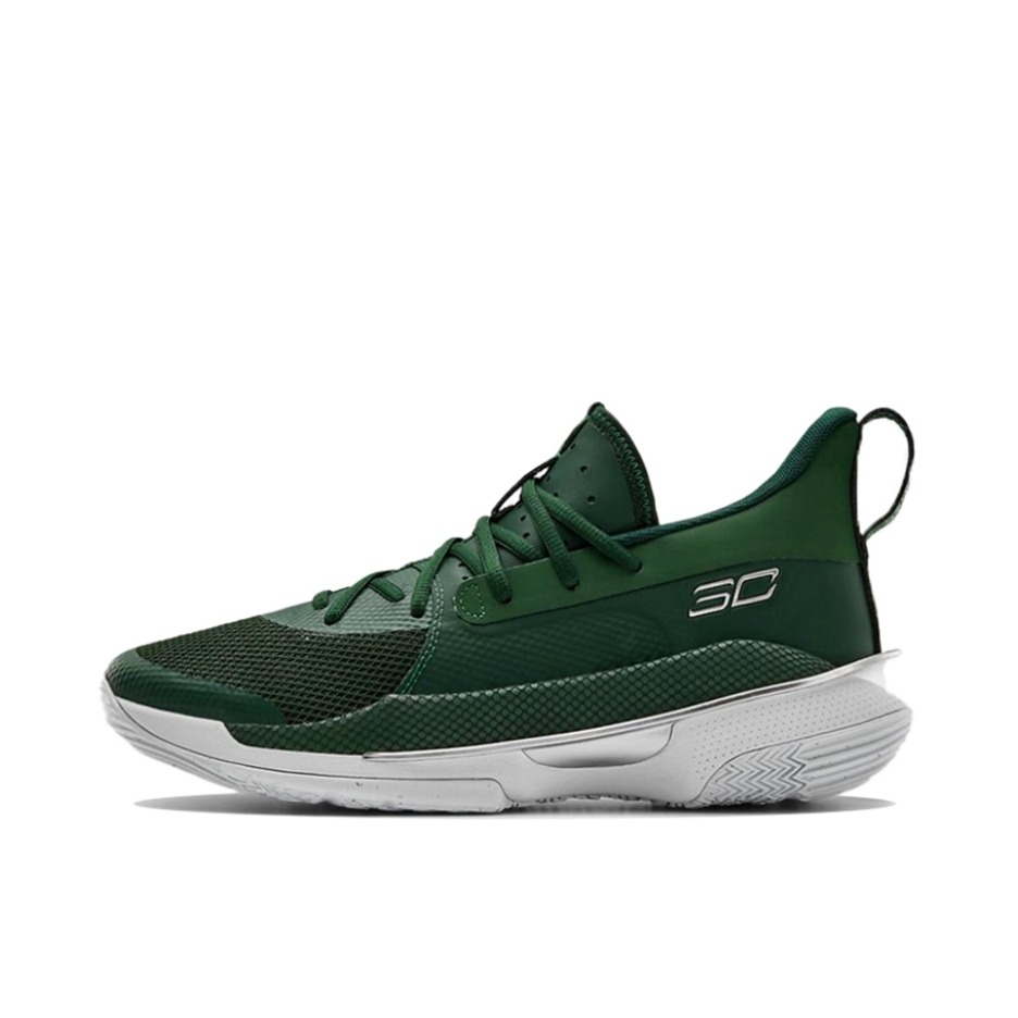 推荐商品：Under Armour/安德玛 Curry 7 实战缓冲 防滑耐磨 舒适透气 网布 圆头 合成革 篮球鞋 绿色/白色