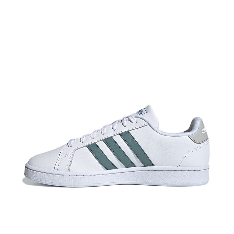 推荐商品：adidas NEO Grand Court 板鞋 防滑耐磨减震透气休闲复古时尚防水轻运动 白色/绿色/银色