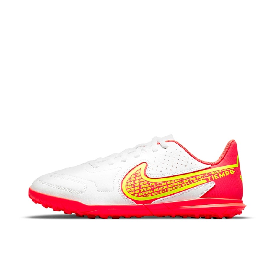 推荐商品：Nike Tiempo Legend 9 Club TF 低端 胶质碎钉 人造草地 抗冲击 硬草地 足球鞋 大童/白色/红色