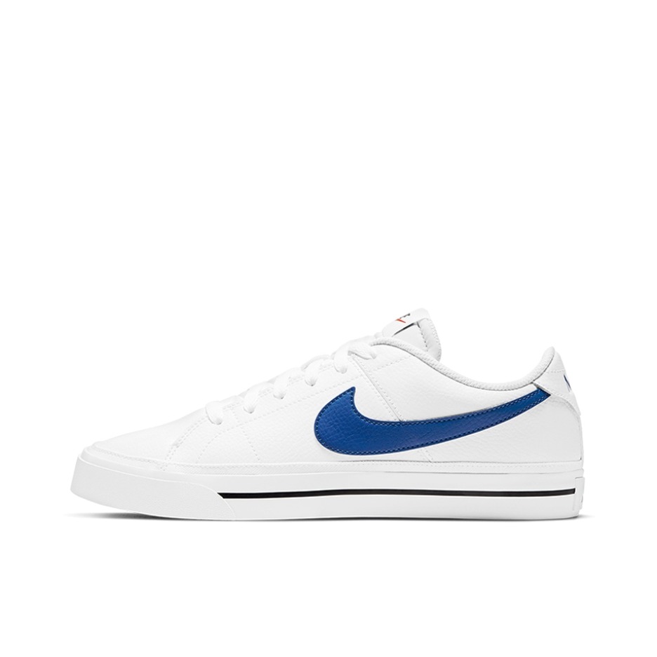 推荐商品：Nike Court Legacy 板鞋 复古舒适透气防滑耐磨休闲运动一脚蹬 白色/蓝色
