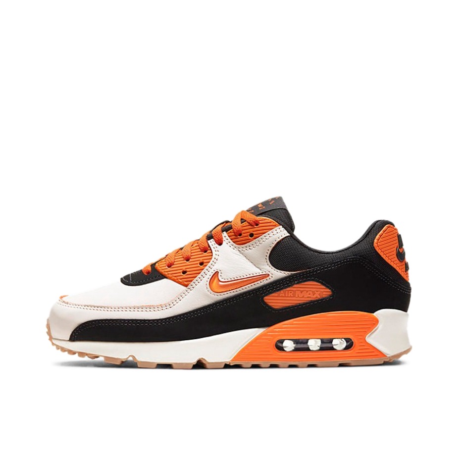 推荐商品：Nike Air Max 90 跑鞋 气垫合成革缓震透气复古增高圆头贴合拼接 Home & Away 橙色/黑色/白蓝