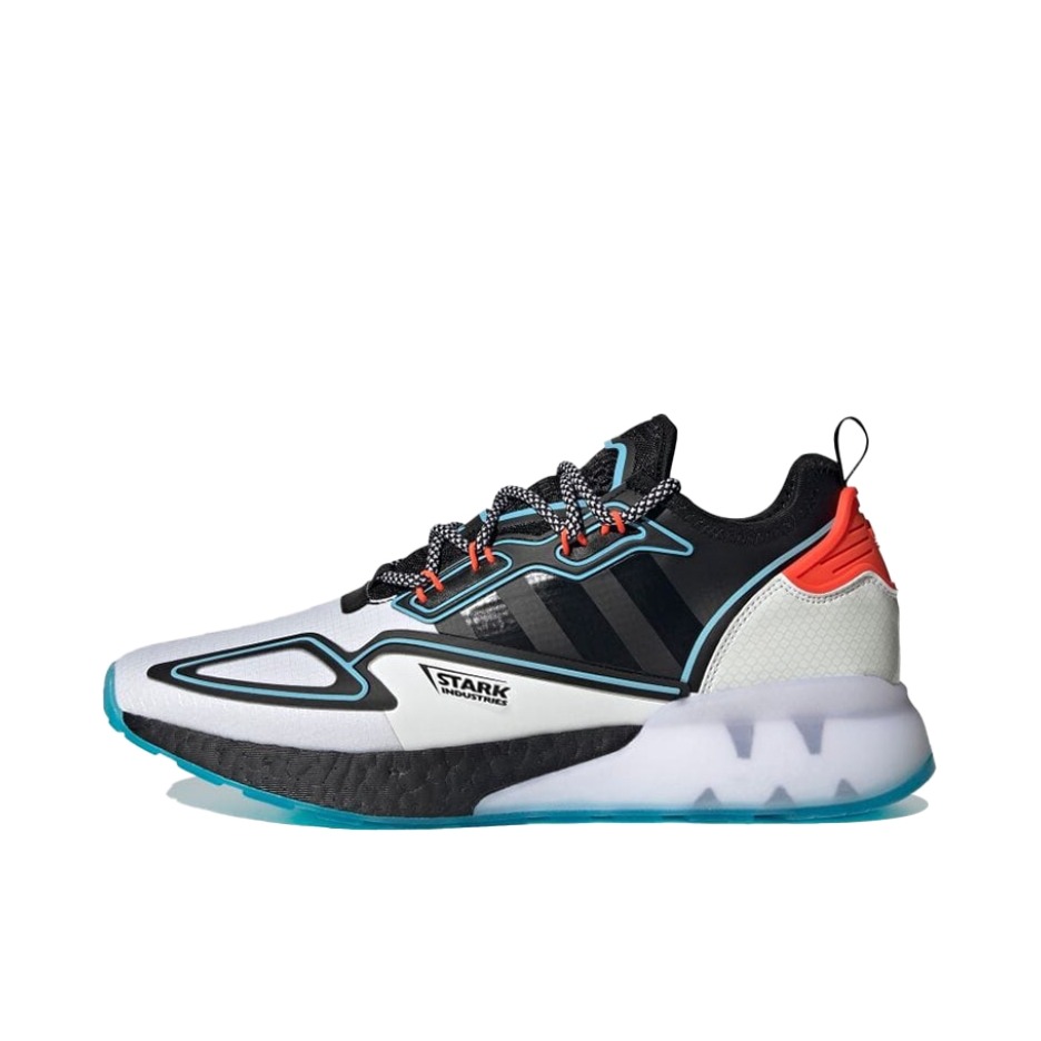 推荐商品：adidas Originals ZX 2K Boost 缓震轻便 透气 织物 跑鞋 Marvel联名/白色/黑色/亮青