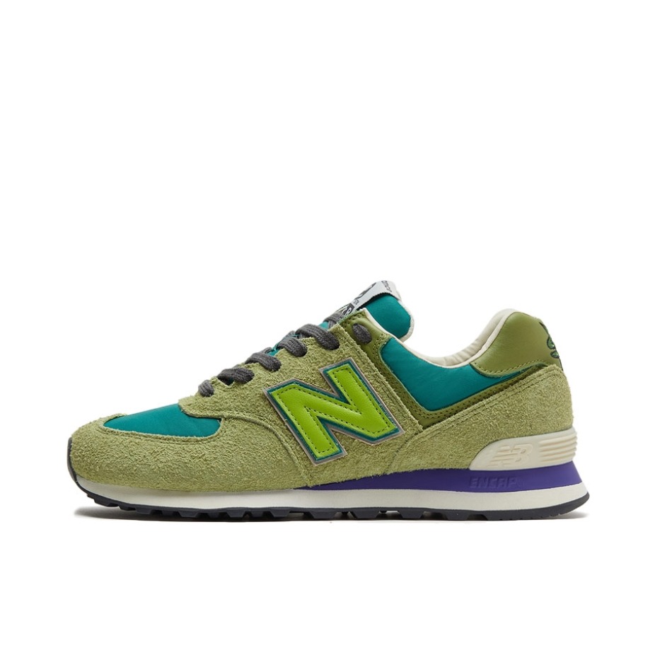 推荐商品：New Balance 574 运动休闲鞋 阿甘鞋 经典复古防滑耐磨缓震舒适透气时尚百搭轻便 Stray Rats联名/绿色/蓝色/紫色