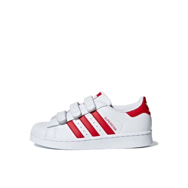 推荐商品：adidas Originals Superstar 贝壳头 魔术贴 板鞋儿童 小童/魔术贴/白色/红色