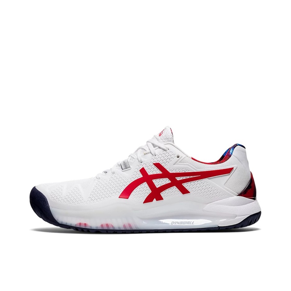 推荐商品：Asics/亚瑟士 Gel-Resolution 8 跑鞋 稳定支撑缓震回弹防滑耐磨舒适透气织物运动 白色/红色