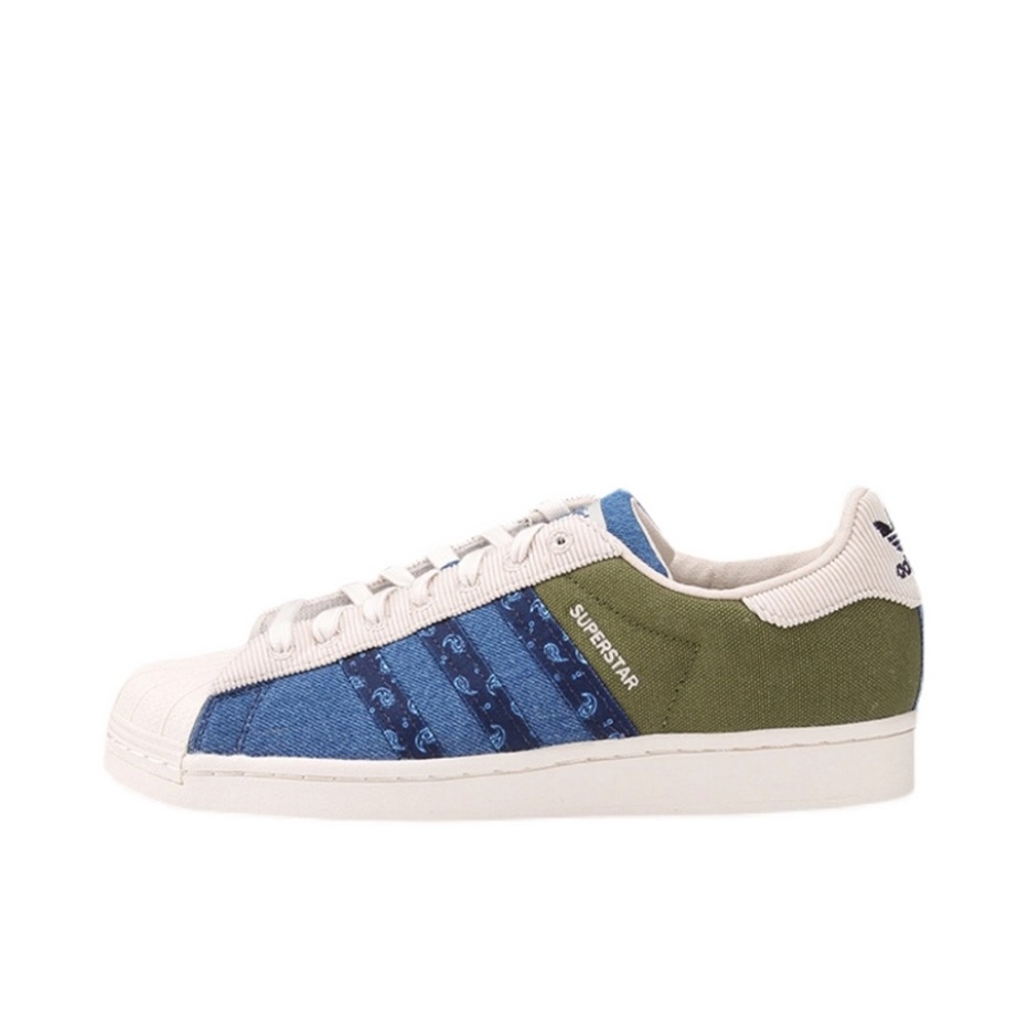 推荐商品：【宋雨琦同款】 adidas Originals Superstar 板鞋 轻便贝壳头薄底舒适百搭耐磨复古 蓝色/绿色/灰色/白绿蓝/腰果花