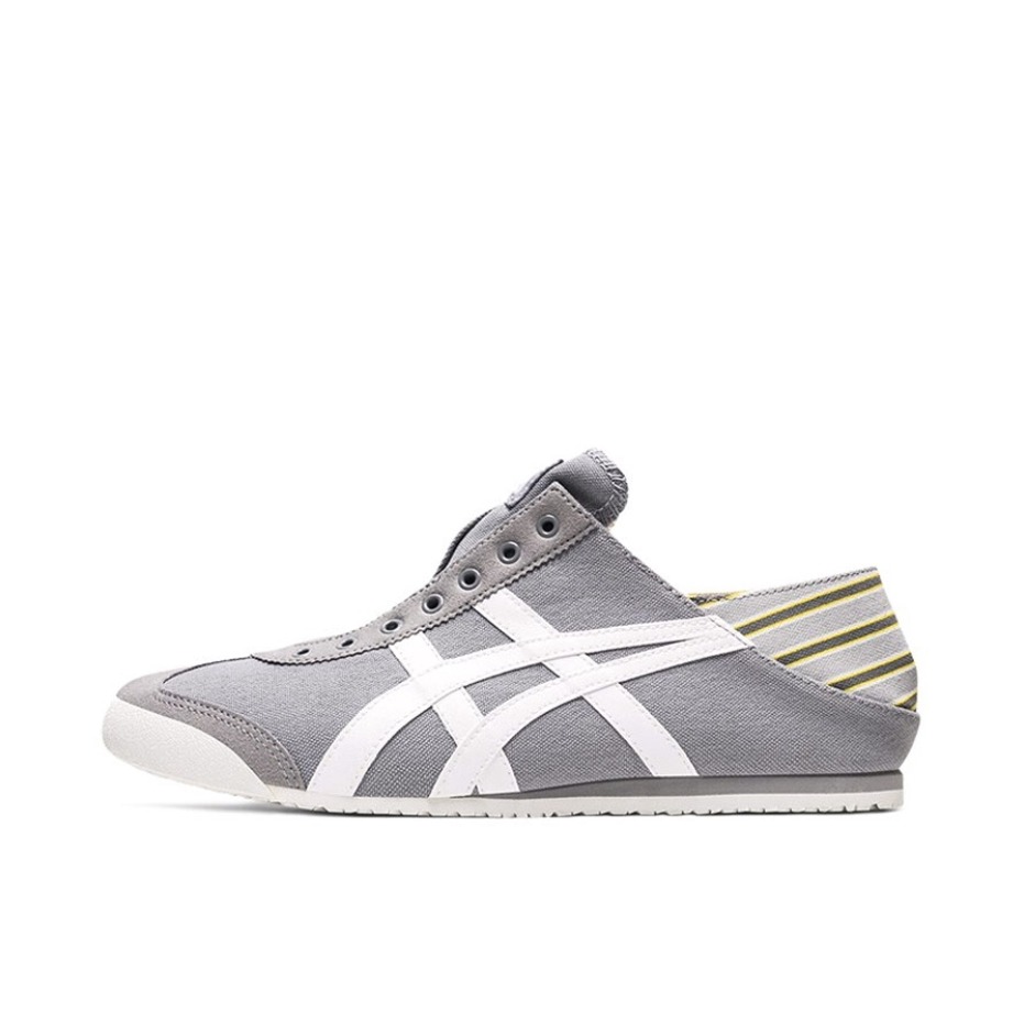 推荐商品：Onitsuka Tiger/鬼塚虎 Mexico 66 Slip-on 懒人鞋 德训鞋 运动休闲鞋 复古轻便透气一脚蹬舒适百搭 灰色/黄色