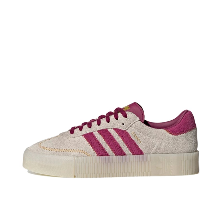 推荐商品：adidas Originals Sambarose 板鞋 防滑耐磨复古运动防水包裹性 米白/葡萄红
