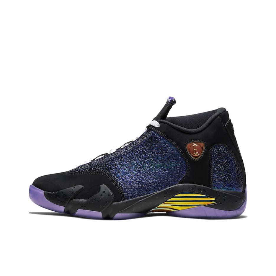 推荐商品：Air Jordan 14 篮球鞋 zoom air缓震包裹性支撑防滑耐磨复古简约   Black/Court Purple Multi Color White 男款/黑色/紫色