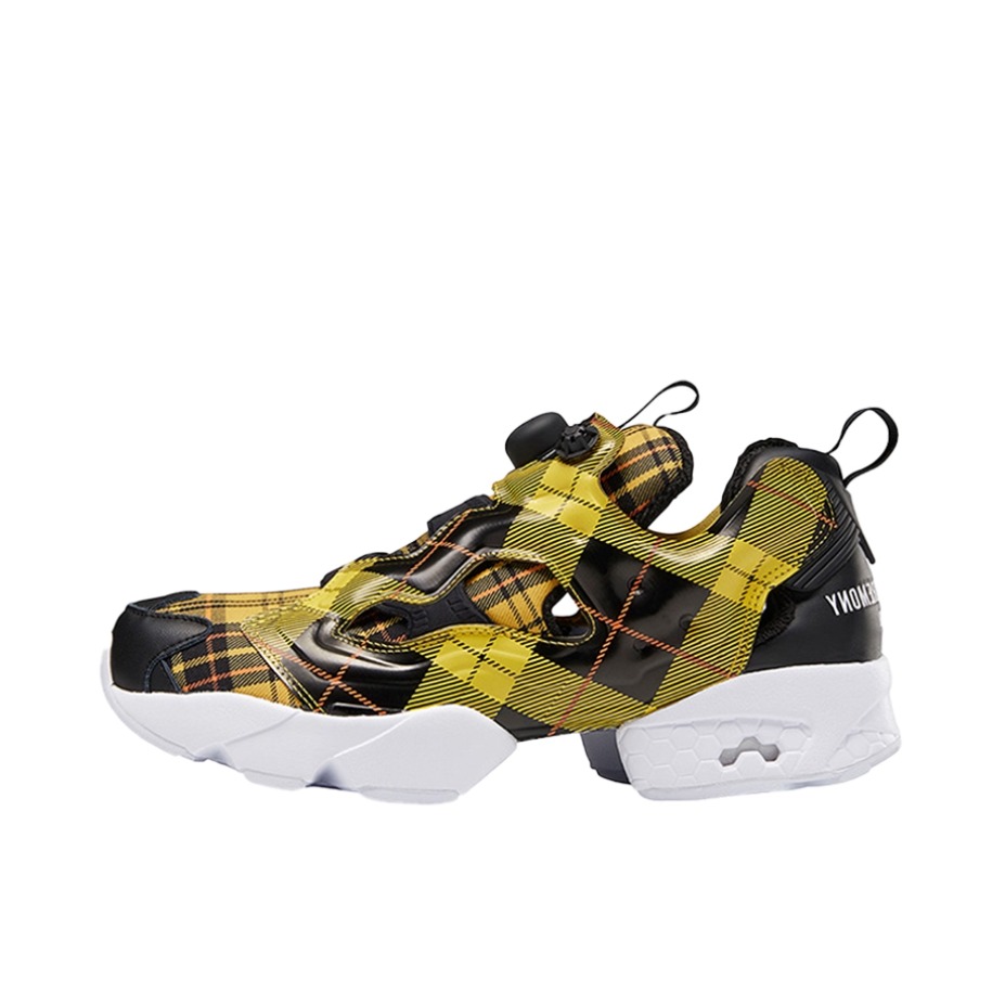 推荐商品：Reebok/锐步 Insta Pump Fury SMG 运动休闲鞋 舒适防滑耐磨减震回弹织物脚蹬合成革网布拼接圆头复古 Opening Ceremony联名/黄色