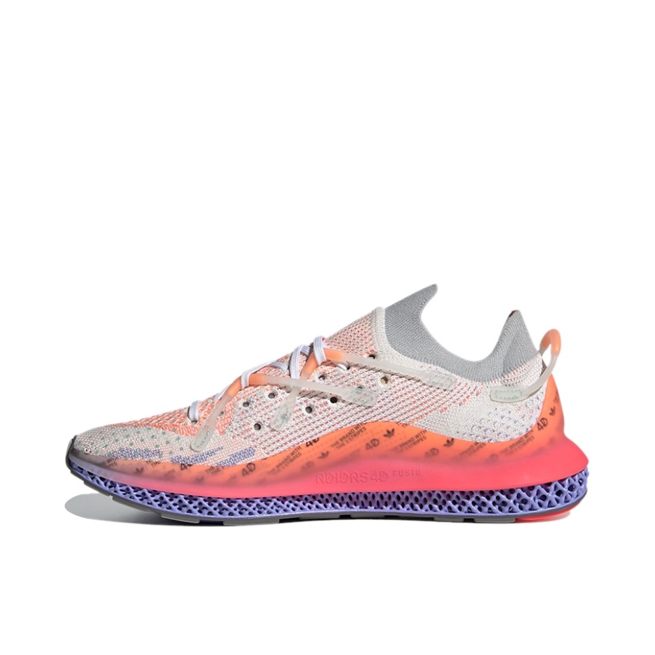 推荐商品：adidas Originals 4D Fusio 轻便透气 缓震 防滑耐磨 织物 运动 跑鞋 粉笔白/粉红/浅紫