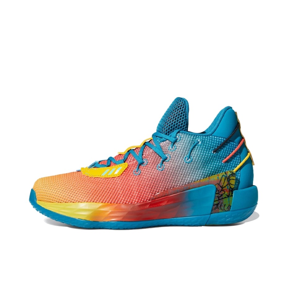 推荐商品：adidas Dame 7 利拉德 篮球鞋 实战训练缓震回弹防滑耐磨透气 青色/橙黄渐变