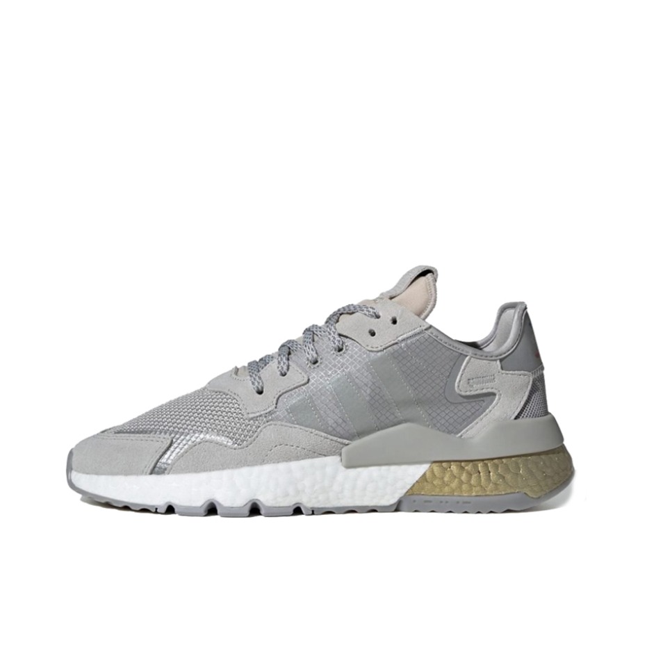 推荐商品：adidas Originals Nite Jogger BOOST 透气 防滑 支撑 中底 复古 运动休闲鞋 Grey/White/Gold 灰白金