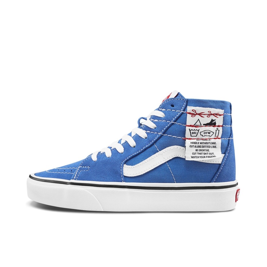 推荐商品：Vans/范斯 SK8-Hi 板鞋 潮流经典拼接复古街头厚底 DIY蓝色