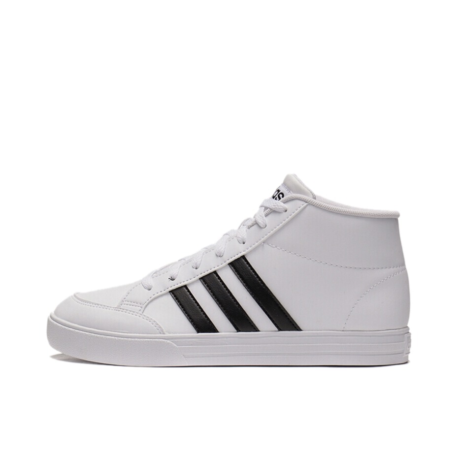 推荐商品：adidas Vs Set 板鞋 防滑耐磨轻便透气帆布复古百搭圆头包裹性 白色/黑色Mid