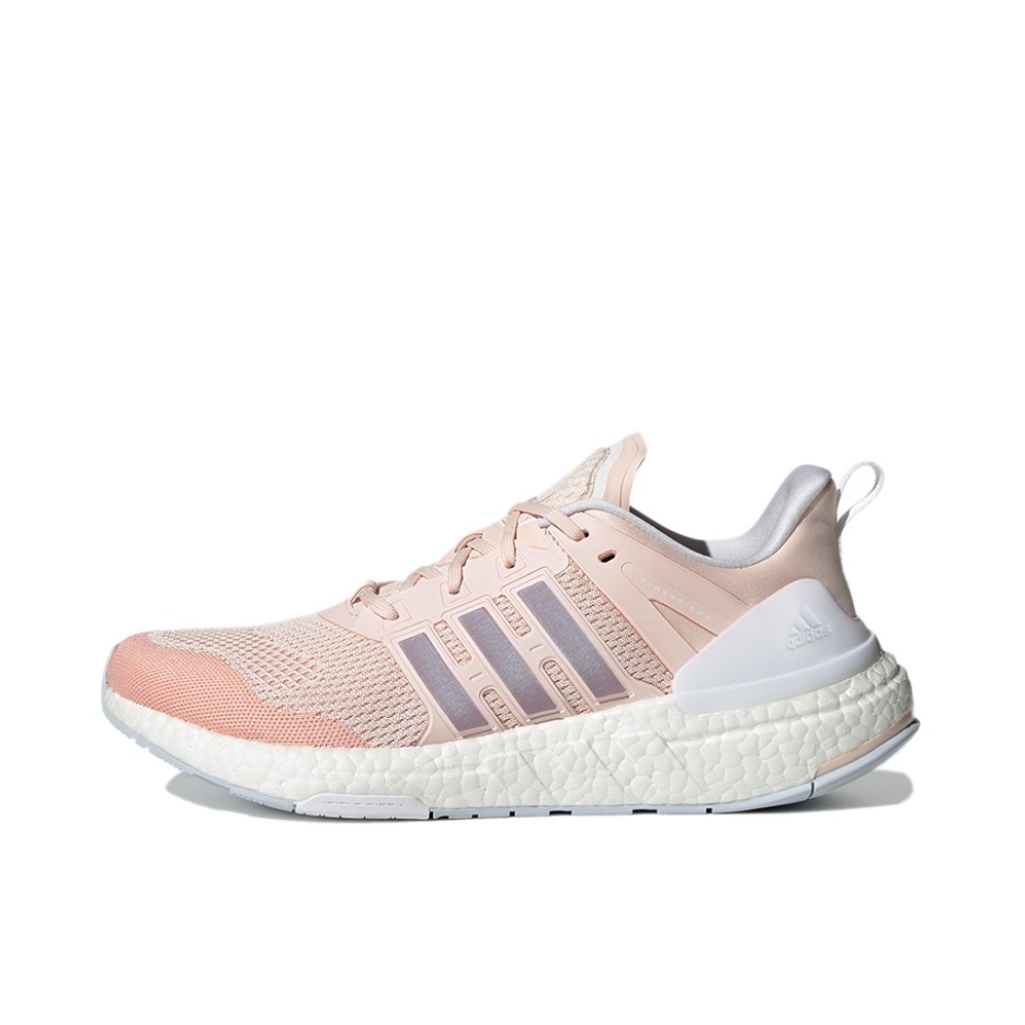 推荐商品：adidas Equipment+ 跑鞋 缓震防滑耐磨舒适轻便透气网面全掌织物回弹轻运动 珊瑚粉/白色/灰紫