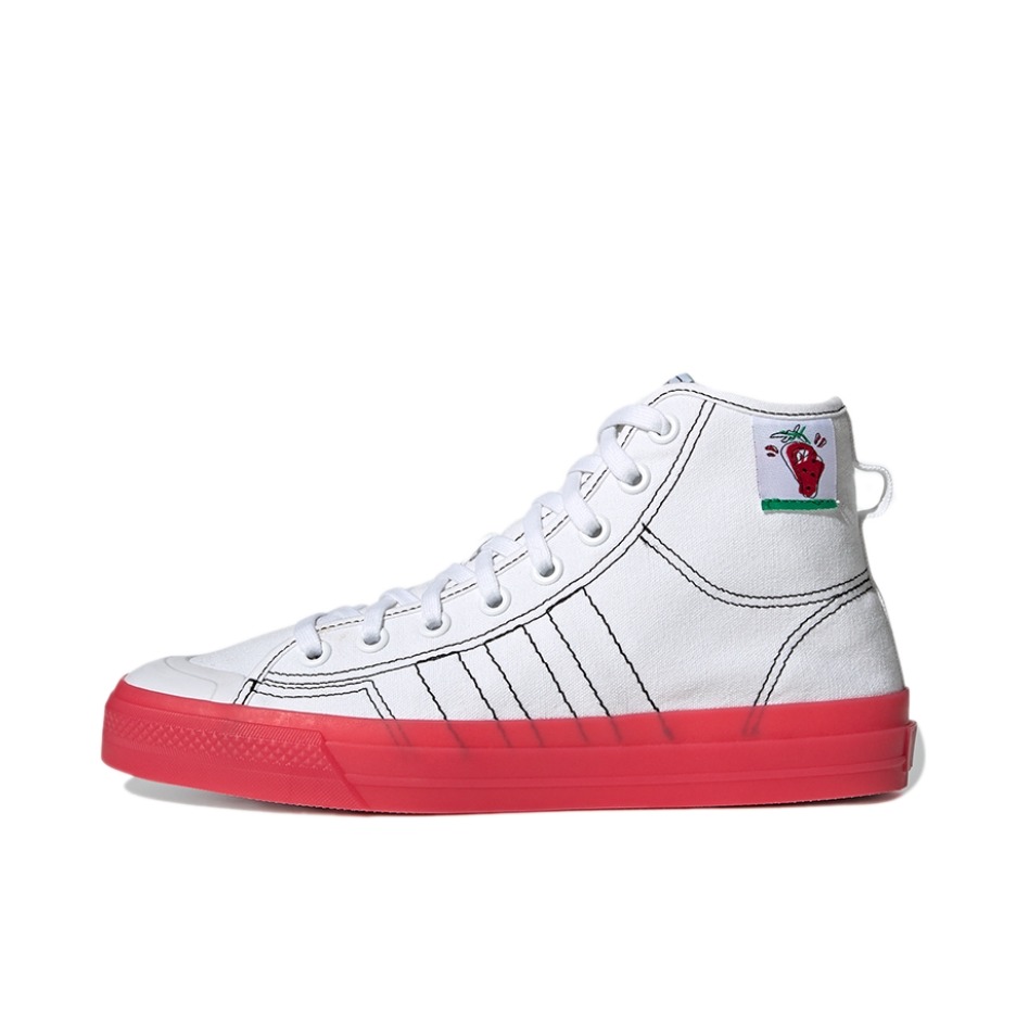 推荐商品：adidas Originals Nizza 经典复古 包裹性 轻便透气 防滑 增高 厚度 舒适 耐磨 帆布鞋 米白/红色