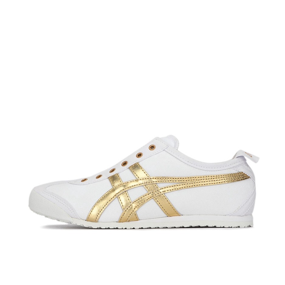 推荐商品：Onitsuka Tiger/鬼塚虎 Mexico 66 Slip-on 懒人鞋 德训鞋 运动休闲鞋 复古轻便透气一脚蹬舒适百搭 白色/金色