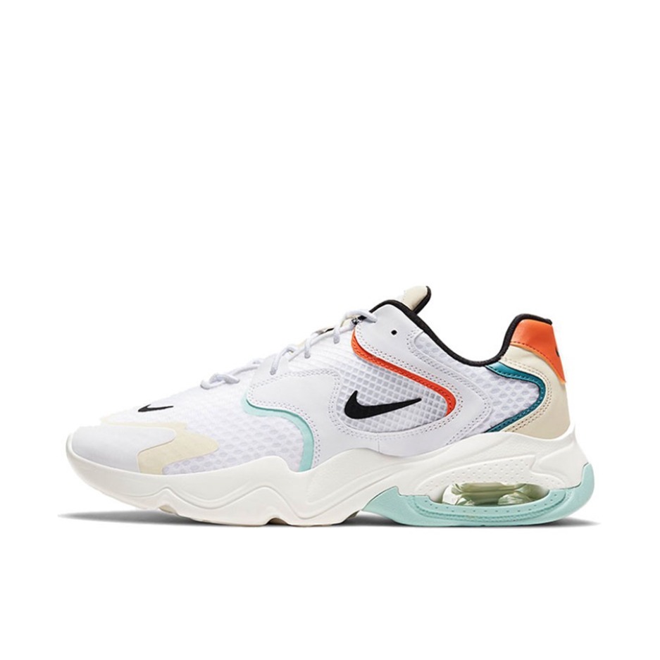 推荐商品：Nike Air Max 2X 跑鞋 缓震舒适复古透气耐磨防滑织物合成革圆头 白黑蓝