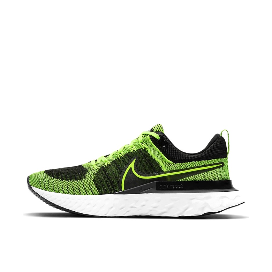 推荐商品：Nike React Infinity Run Flyknit 2 跑鞋 缓震轻便碳板回弹织物合成革防滑训练 荧光绿/黑色
