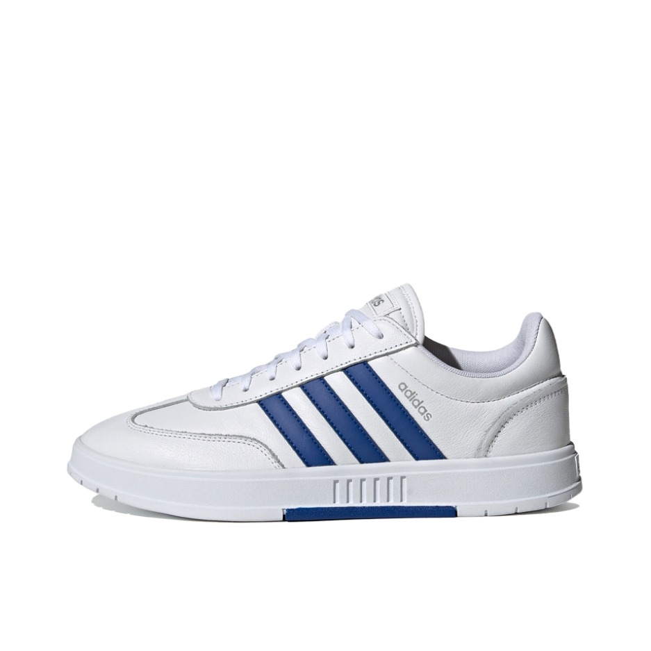 推荐商品：adidas NEO Gradas T头鞋 德训鞋 板鞋 防滑耐磨复古透气舒适百搭轻运动 蛋黄哥联名/白色/蓝色