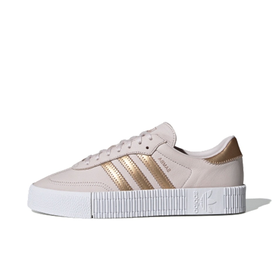推荐商品：adidas Originals Sambarose 板鞋 防滑耐磨复古运动防水包裹性 Pink/Gold 粉金白