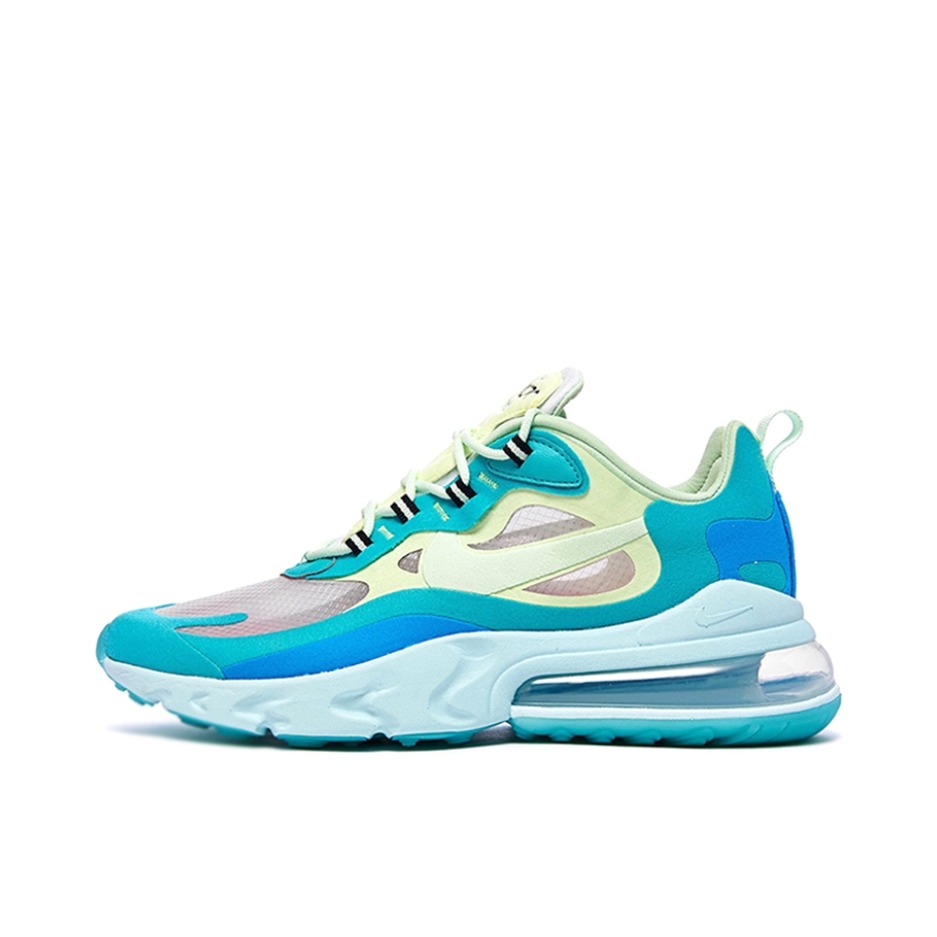 推荐商品：Nike Air Max 270 React 跑鞋 气垫缓震耐磨舒适透气复古拼接圆头回弹 Turquoise/White 蒂凡尼蓝/白