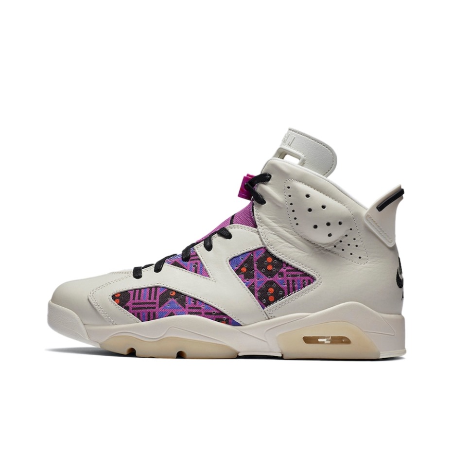 推荐商品：Air Jordan 6 运动休闲鞋 复古耐磨防滑缓震支撑合成革 Quai 54 QUAI54/紫色/米色