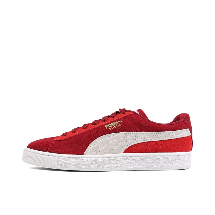 推荐商品：Puma/彪马 Suede Classic 面包鞋 板鞋 舒适百搭防滑耐磨轻便透气复古低帮圆头 FireBrick/White 暗红色