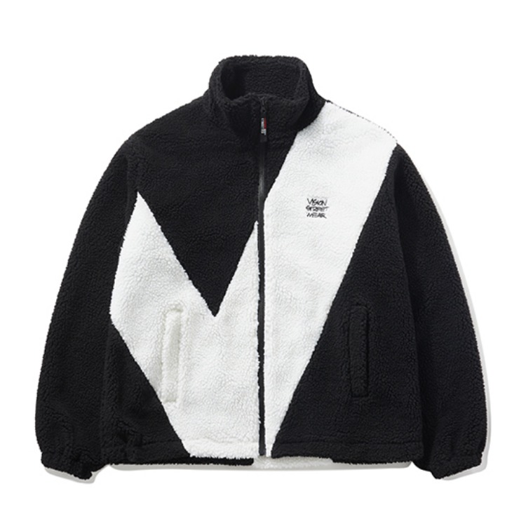 Vision Street Wear 仿羊羔绒拉链立领夹克 男女同款 V223NN9005 黑