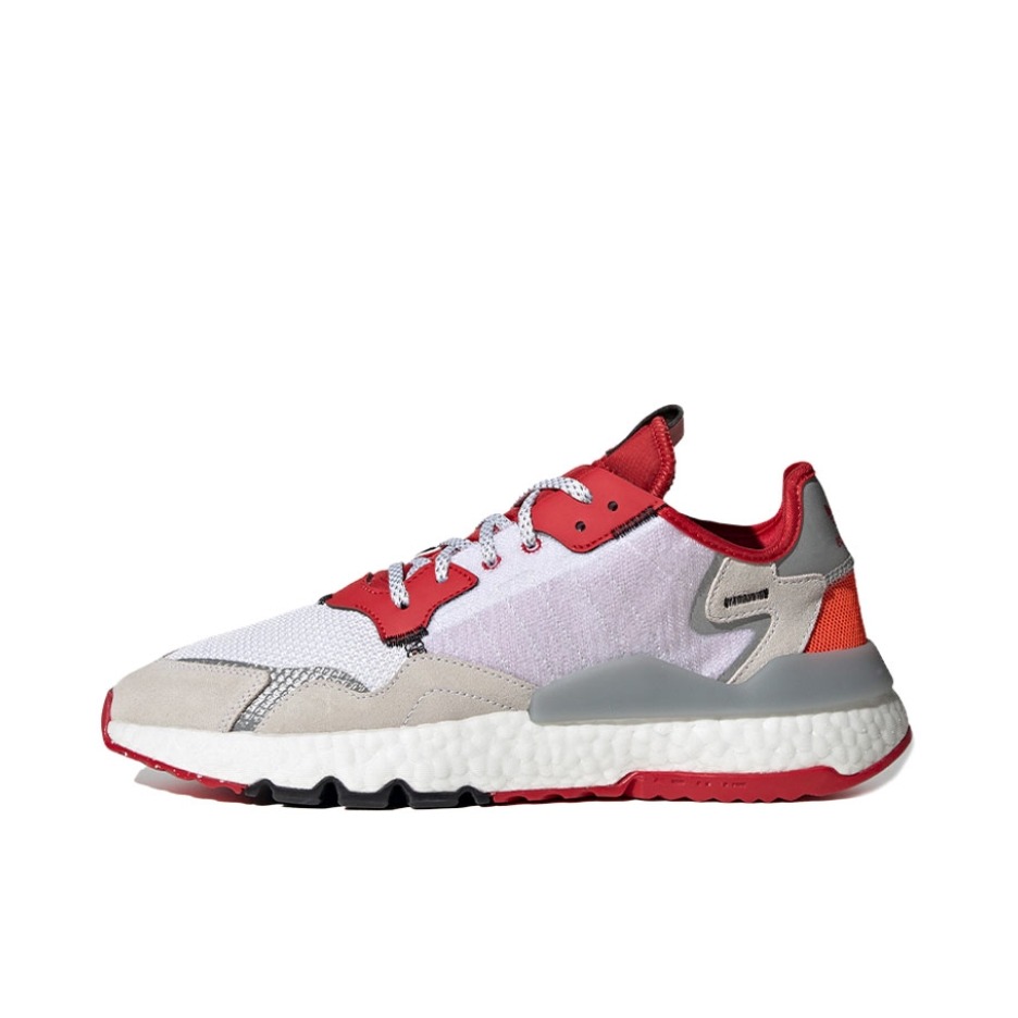 推荐商品：adidas Originals Nite Jogger BOOST 透气 防滑 支撑 中底 复古 运动休闲鞋 魔术贴/灰色/红色