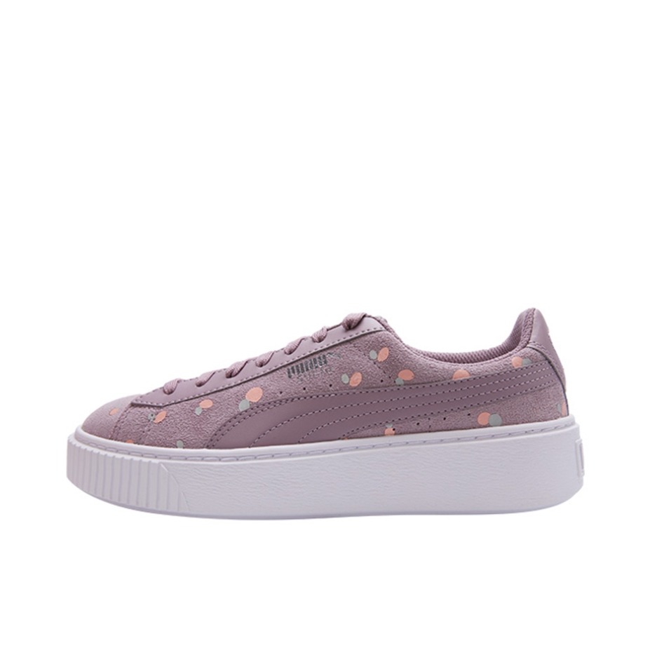 推荐商品：Puma/彪马 Basket Platform 板鞋 休闲复古轻便厚底增高防滑抓地 PaleVioletRed 粉紫色