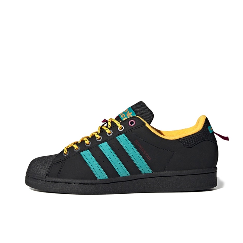推荐商品：【宋雨琦同款】 adidas Originals Superstar 板鞋 轻便贝壳头薄底舒适百搭耐磨复古 黑色/绿黄