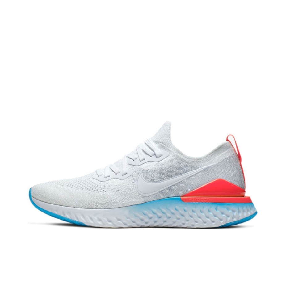 推荐商品：Nike Epic React Flyknit 2 跑鞋 时尚潮流防滑耐磨舒适透气缓震轻便编织运动泡棉圆头 Blue/White 白红/浅蓝