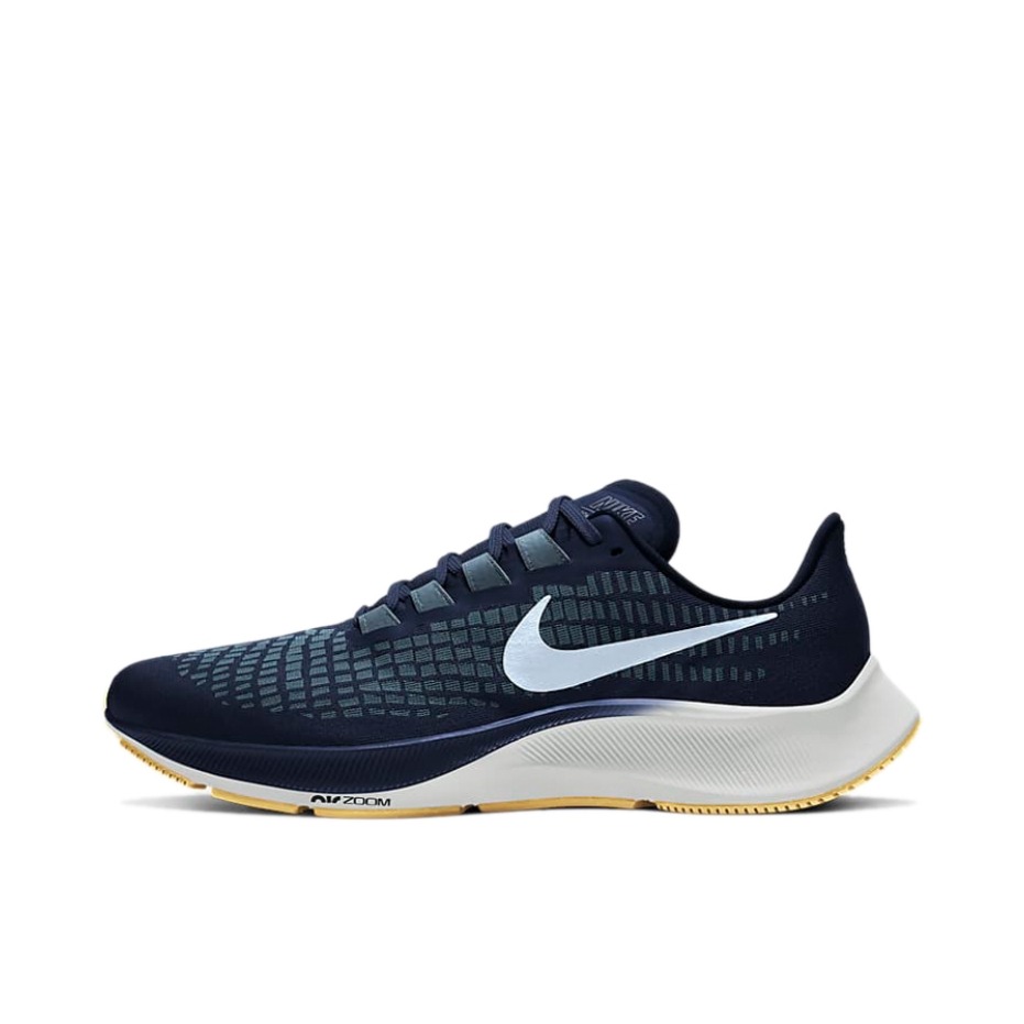 推荐商品：Nike Air Zoom Pegasus 37 飞马 跑鞋 气垫舒适耐磨轻便透气织物缓震减震防滑防水合成革圆头 蓝/白