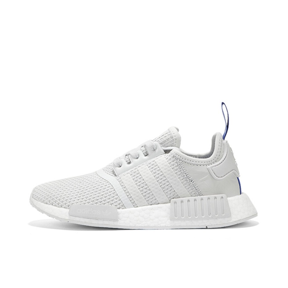 推荐商品：adidas Originals NMD R1 BOOST 织物 轻便透气 缓震 低帮 运动休闲鞋 Crystal White/Crystal 灰白