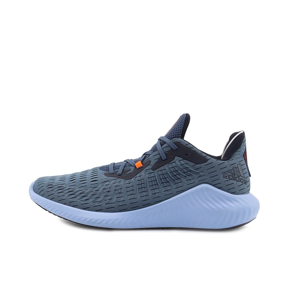 推荐商品：adidas Alpha Bounce+ 跑鞋 缓震防滑耐磨轻质网面透气织物轻运动 墨蓝/黑色/橙色