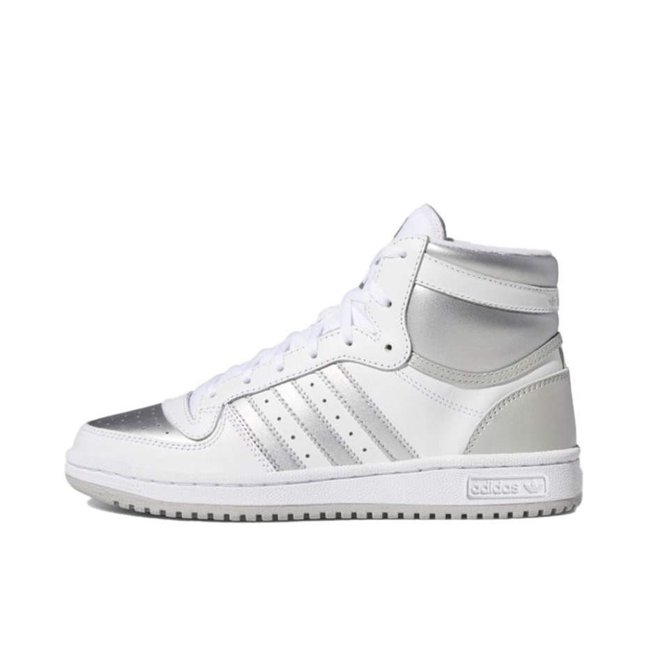 推荐商品：adidas Originals Top Ten 板鞋 防滑耐磨减震回弹轻便透气经典复古舒适潮流 Silver Toe 白色/金属银/灰色