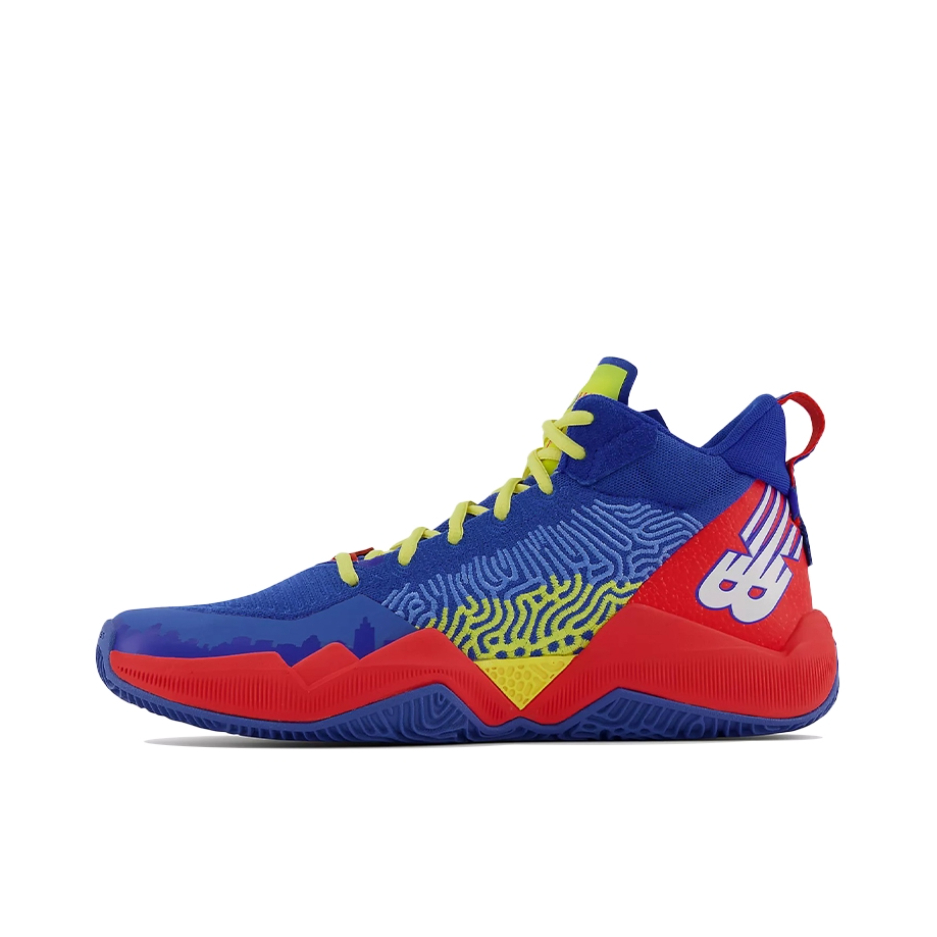 推荐商品：New Balance 2WXY 1 篮球鞋 复古潮流防滑耐磨实战合成革织物 Darius Bazley联名/蓝色/红色