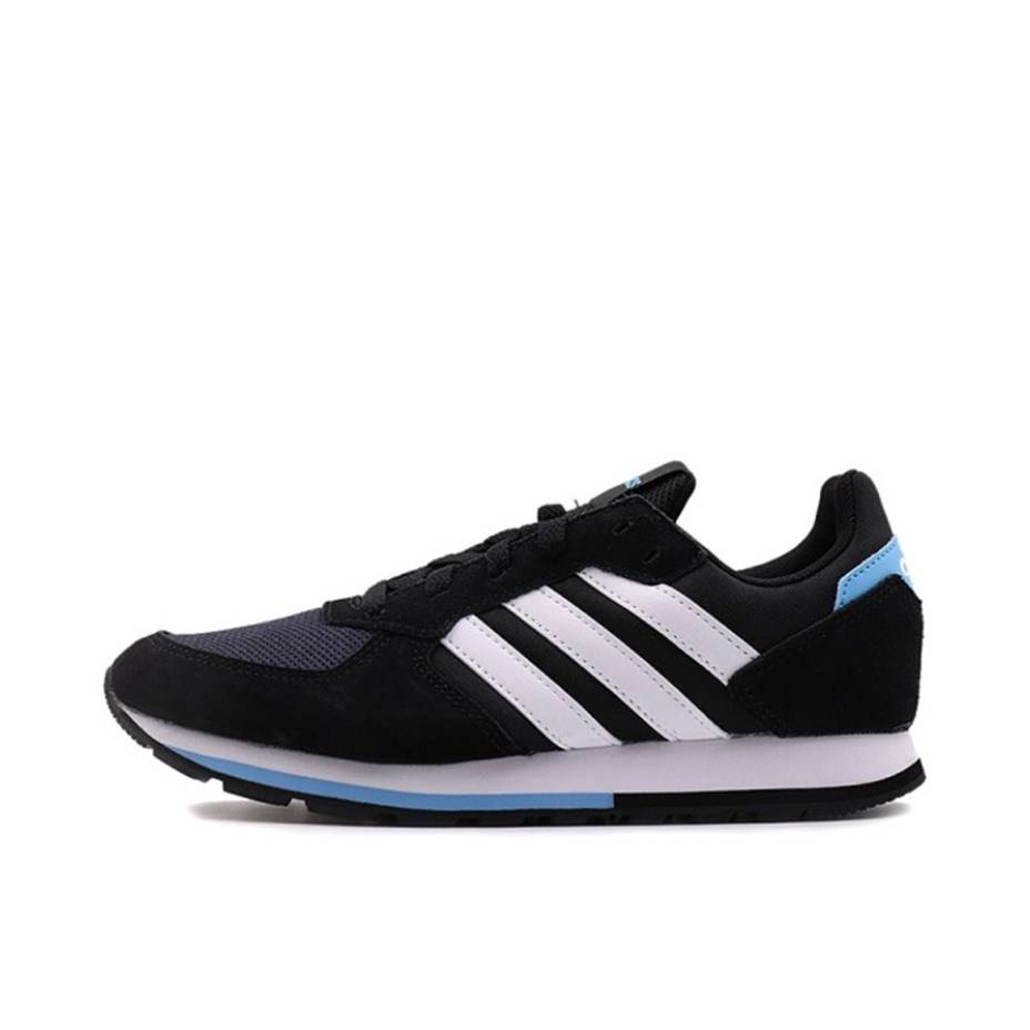 推荐商品：adidas NEO 8K 跑鞋 复古网面透气防滑耐磨运动 Black/White/Aero Blue 黑白蓝