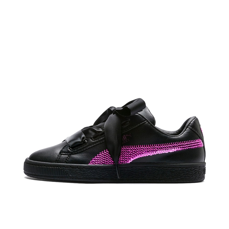 推荐商品：Puma/彪马 Basket Heart 板鞋 复古百搭舒适轻便耐磨防滑运动休闲蝴蝶结 Black/Purple 黑/紫