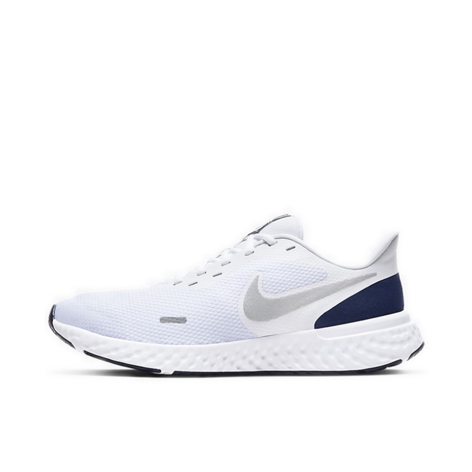 推荐商品：Nike Revolution 5 跑鞋 舒适耐磨缓震回弹轻便透气网面织物抗冲击圆头 White Black Sliver 白黑银