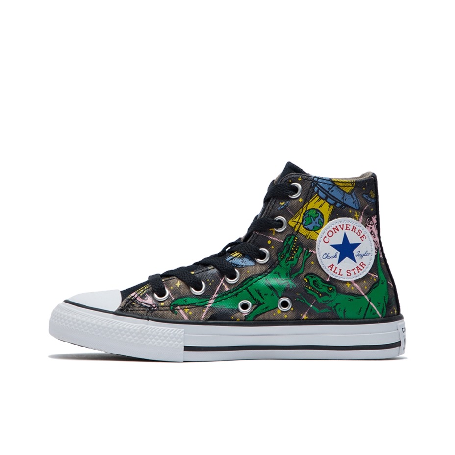 推荐商品：Converse/匡威 Chuck Taylor All Star 帆布鞋 常青款轻便防滑耐磨百搭复古圆头减震贴合高帮 White/Multi color 恐龙印花Hi