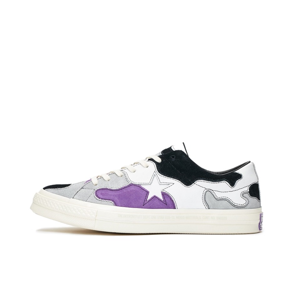 推荐商品：Converse/匡威 One Star 翻毛皮 防滑 复古 星星鞋 板鞋 Purple Camo SNS联名/白紫迷彩