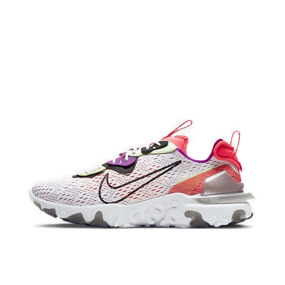 Nike React Vision 跑鞋 耐磨缓震休闲轻便透气机能解构运动织物合成革泡棉包裹性 浅粉/紫橙