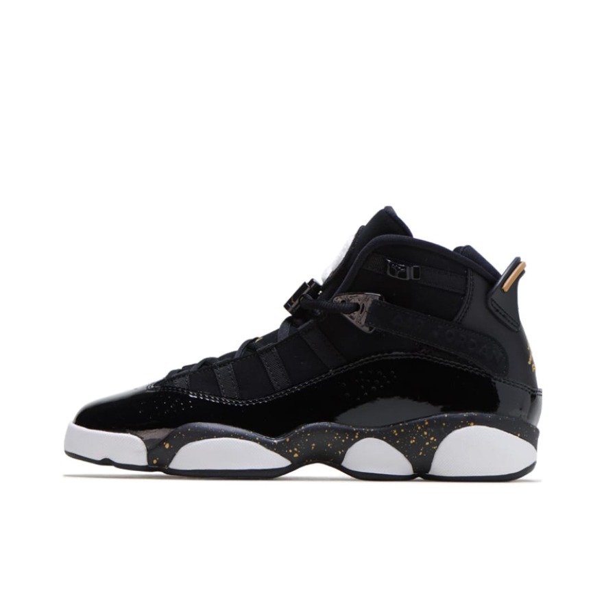 推荐商品：Air Jordan 6 Rings 六冠王 篮球鞋 zoom air缓震透气耐磨复古潮流百搭防滑包裹性 Black/Gold 黑金