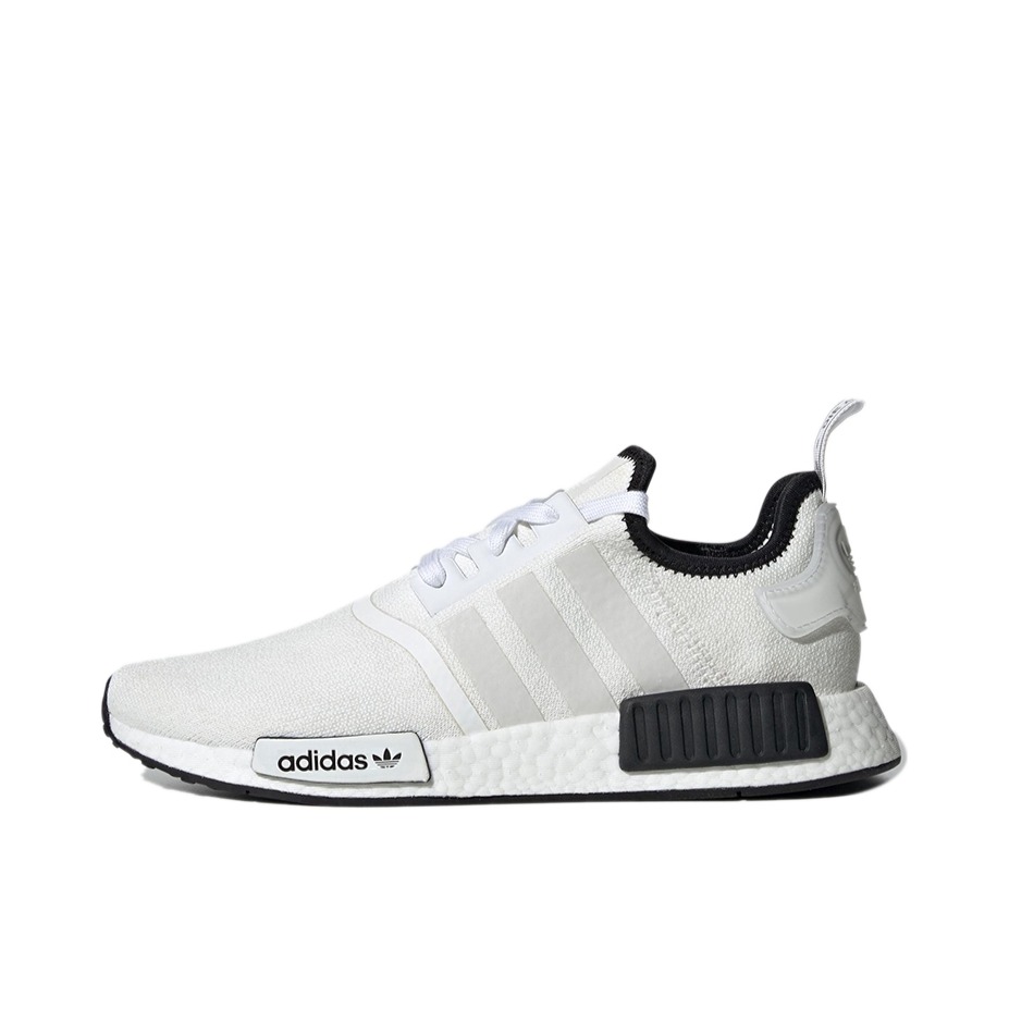 推荐商品：adidas Originals NMD R1 BOOST 织物 轻便透气 缓震 低帮 运动休闲鞋 White/Grey/Black 白灰黑