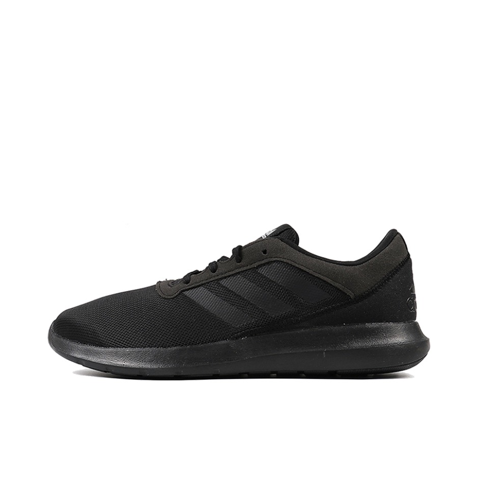 推荐商品：adidas Coreracer 跑鞋 缓震防滑耐磨网面透气轻便复古轻运动织物休闲 黑色